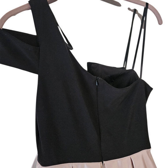 Betsy & Adam One-Shoulder Satin Ballgown Black/Champagne Size 8 $259 - Picture 6 of 7